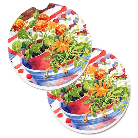 Flowers With A Side Of Lemons Set Of 2 Cup Holder Car Coaster